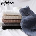 Turtleneck Sweater Women's Slim Pullover Top Black Knit Sweater Basic Knitwear Solid Color Jumper Sweater Autumn and Winter.