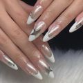 French Nails Red Five-pointed Star False Nails Full Cover Press on Nail Tips y2k Nail Art Almond Artificial Nail Patches.