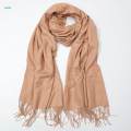 Womens Long Large Pashmina Shawl Wrap Scarf in Solid Colors Khaki. 