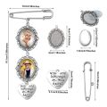 Wedding Boutonniere Bouquet Photo Memorial Charm Pin Round Mother of The Bride Gift for Groom Bride with Heart Pendant.