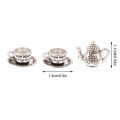 1Set 1:12 Dollhouse Miniature Teapot Cup Saucer Metal Tea Set Dining Table Model Decor Toy Doll House Accessories Fayshow. 