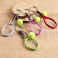 2Pcs Creative Sports Fan Key Ring Tennis Ball Racket Pendant Keychain Keyfob. 