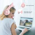 Gaming Headsets Cat Ears Girly Headset with Mic Noise Isolating Headphone Pink with Microphone Wired 3.5mm Headphones.