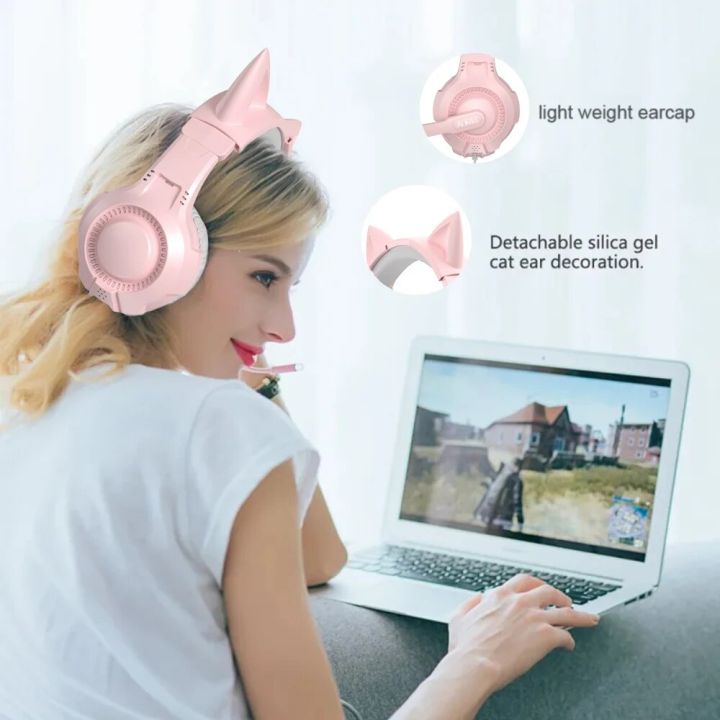 Gaming%20Headsets%20Cat%20Ears%20Girly%20Headset%20with%20Mic%20Noise%20Isolating%20Headphone%20Pink%20with%20Microphone%20Wired%203.5mm%20Headphones%20-%20Image%204