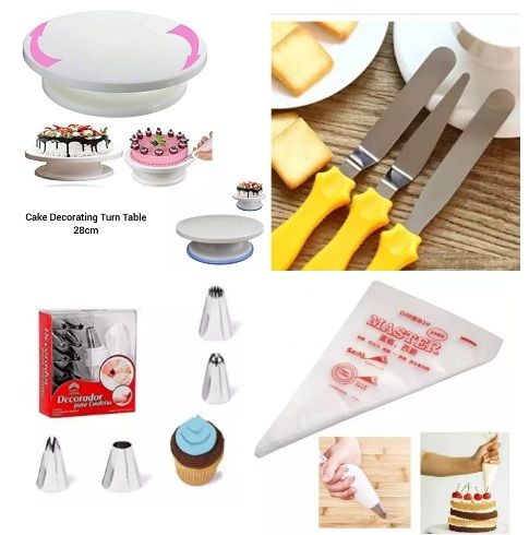 set4 Turn table+3 Pieces cake nife set+15 Nozel set+10 Pcs Piping Bag