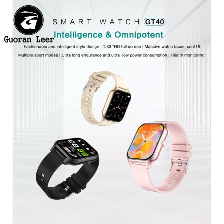 GT40 Smart Watch 1.83" Full Touch Fitness Smartwatch Heart Rate Blood Oxygen Sleep Monitor Waterproof Watch For Men Women