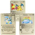 【Serendipity party】Metal Pokemon Charizard Blastoise Venusaur Base Gold card Collection Battle Children's Toys. 
