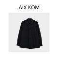 AIX KOM|Fashionable Designer Lapel Fashion Casual All-Match Light Luxury Temperament Shirt Solid Color Simple.