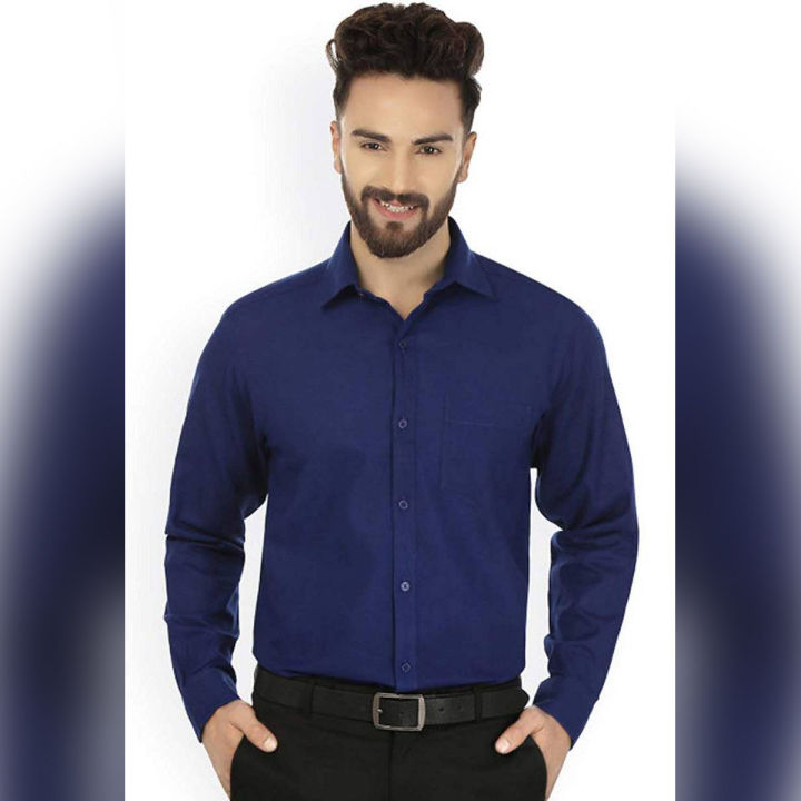 Navy Cotton Shirt For Man