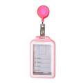 Double Side Visible ID Card Holder with Badge Reel - Pink.