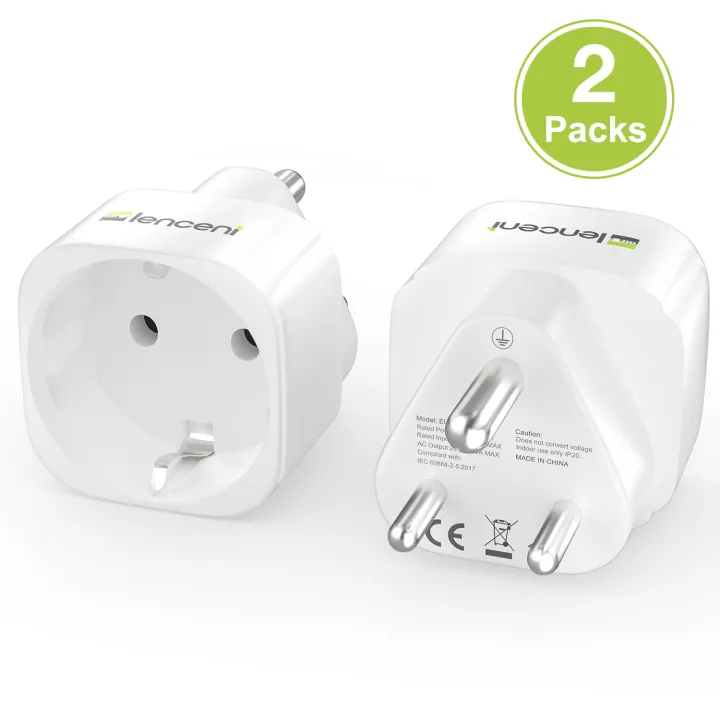 Lencent Travel Adapter EU to Type D India Schuko Travel Adapter Plug Socket for trips to India, Sri Lanka, Nepal, Niger, Lebanon, Ghana, Myanmar, Senegal and more (Type D)