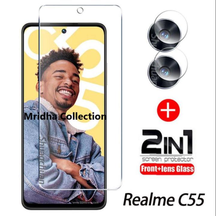 2in1 Protector Combo Pack for Realme C55 (RMX3710) (Clear Screen Protector Glass+Camera Lens Protector)