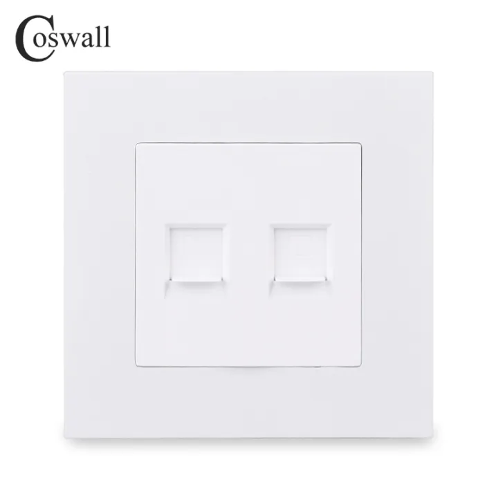 【YIYANGMAOYI111】COSWALL Simple Style PC Panel Wall Socket 2 Gang CAT5E ...