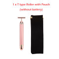 24k Golden Facial Roller Massager T Shape Vibrating Face Lifting Energy Beauty Bar Body Skin Massage Device Face Care Tools KKhao.