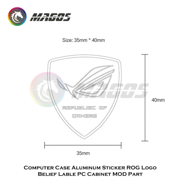 Asus ROG gamer metal logo belief sticker for phone computer case black/white