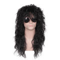 HAIRJOY Funny Halloween Cosplay Wig Men Women 70s 80s Long Curly Black Rocker Costume Wig. 