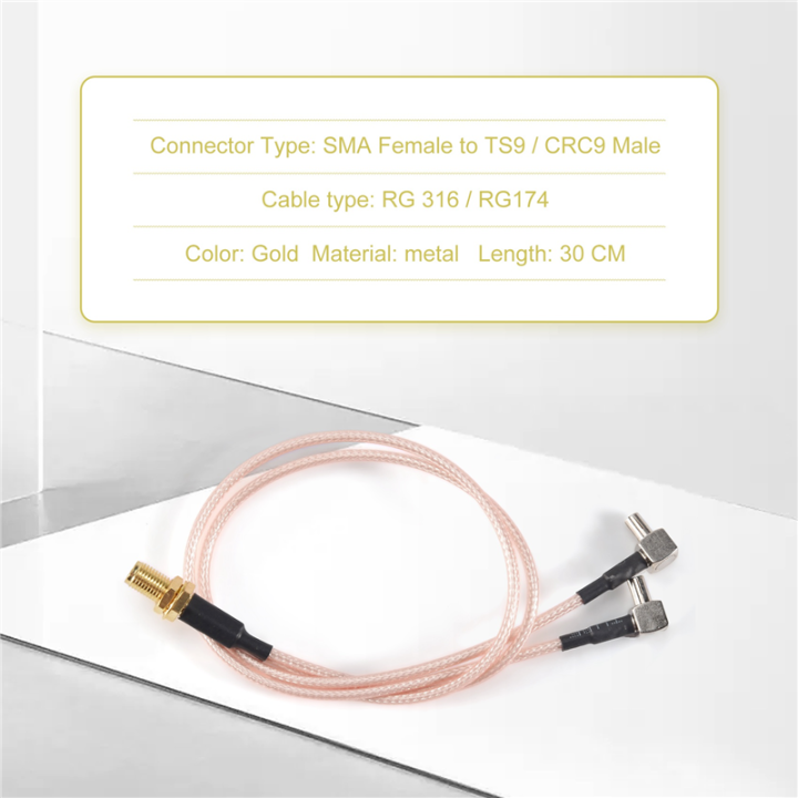 SMA%20Female%20to%20Y%20Type%202%20X%20TS9%20Male%20/%20CRC9%20Male%20Pigtail%20Cable%20Gold%20-%20Image%203