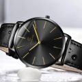 【Top mobile Store】（NEW）Minimalist Men's Watch Ultra Thin Watches For Men Fashion Simple Leather Clock. 