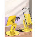 360° Rotatable Adjustable Folding Desktop Phone & Tablet Holder Metal Base Smartphone Stand (Black & Yellow) - new mobile stand. 