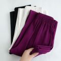 S-XXL Leisure Women Elastic Waist Pants Female Trousers Chic High Street Straight Wide Leg Long Suit Pants 2023 Spring Summer. 
