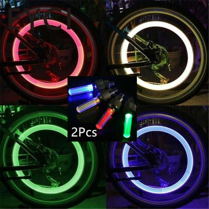 2PCS Bicycle Car LED Neon Tire Wheel Gas Nozzle Valve Glow Stick Light For Bike/Car/Motorbike - Cycle Accessories