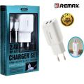 Remax RP-U22 Charger Set 2 Port USB Fast Charging 2.4A Charger with Micro USB Data Cable.