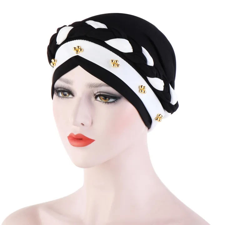 Women%20Twisted%20Braid%20Turban%20Hat%20Hijab%20Cap%20Beading%20Hair%20Head%20Cover%20Headwear%20-%20Image%203