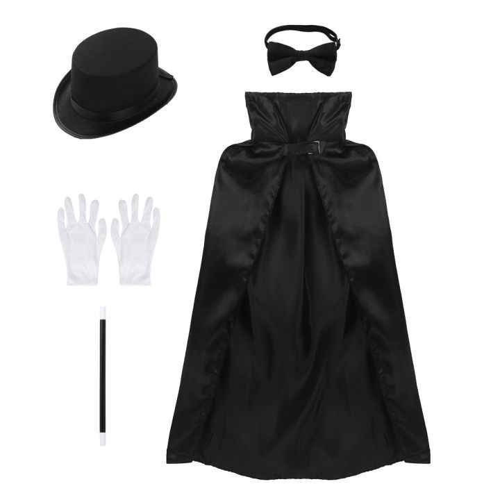 5Pcs%20Kids%20Magician%20Role%20Play%20Costume%20Outfit%20Cape%20Hat%20Magic%20Wand%20Gloves%20Necktie%20Set%20for%20Halloween%20Cosplay%20Fancy%20Party%20Dress%20Up%20-%20Image%202