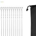 12Pcs Kabob Skewers for Grilling Metal Flat Stainless Steel Long BBQ Skewers 14 Inch.