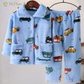 New Kids Boys Girls Autumn Winter Keep Warm Flannel Pajama Sets Cartoon Long Sleeve Lapel Tops with Pants Sleeping Clothing Sets. 