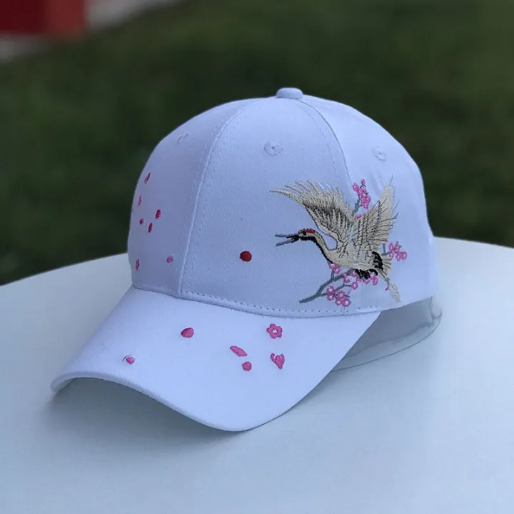 New%20Women's%20Hats%20Chinese%20Style%20Embroidery%20Crane%20Curved%20Brim%20Caps%20Fashion%20Versatile%20Baseball%20Cap%20Spring%20and%20Summer%20Sun%20Hat%20-%20Image%208