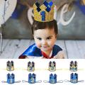 1 2 3 Years Old Birthday Hat Baby Shower Decorative Headband Children's Party Crown Hat Blue Gold Birthday Crown Party Hats. 