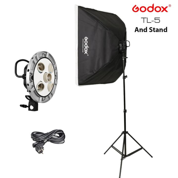 Godox TL-5 5in1 Bulb Head Multi-Holder Tricolor+Light Stand+softbox 60*60cm Camera Photography Lighting