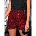 Bling Metallic Shorts for Women Sequin High Waist Red Skinny Summer Shorts Party Club Dance Bottoms Hot Girls Wear. 