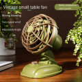 Retro Mini Desktop Fan 400mAh USB Rechargeable Outdoor Desk Fan,White. 