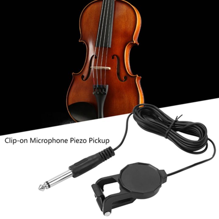 Clip-On Piezo Pickup For Violin, Acoustic Guitar, Ukulele - With 1/4" Jack & 2.5M Cable, Compact Microphone