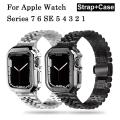 Stainless Steel Strap+Case for Apple Watch Series 7 6 SE 5 4 3 2 1 Band 38mm 40mm 41mm 42mm 44mm 45mm Metal Correa for iWatch Series Strap. 