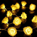 Decorative party fairy light warm white Artificial Soft fashionable White rose fairy led lights for decoration, party light.