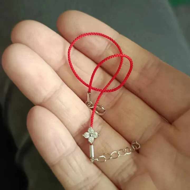 BOAKO%20925%20Sterling%20Silver%20Lucky%20Couple%20Bracelet%20Single%20Geometric%20Zircon%20Red%20Rope%20Women's%20Bracelets%20Valentine's%20Anniversary%20Gift%20-%20Image%203