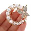 Fashion Pearl Butterfly Rhinestone Flower Brooch Hijab Pin for girl.