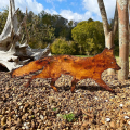 Sneaky Rustic Metal Fox Garden Decoration with Stakes-Woodland Animals Yard Gift for Her-Birthday Gift- Art Sculptures A Easy Install. 