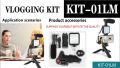 Vlogging Kit-01LM With Light, Table Tripod Stand, Microphone, Phone Holder, Bluetooth Remote. 