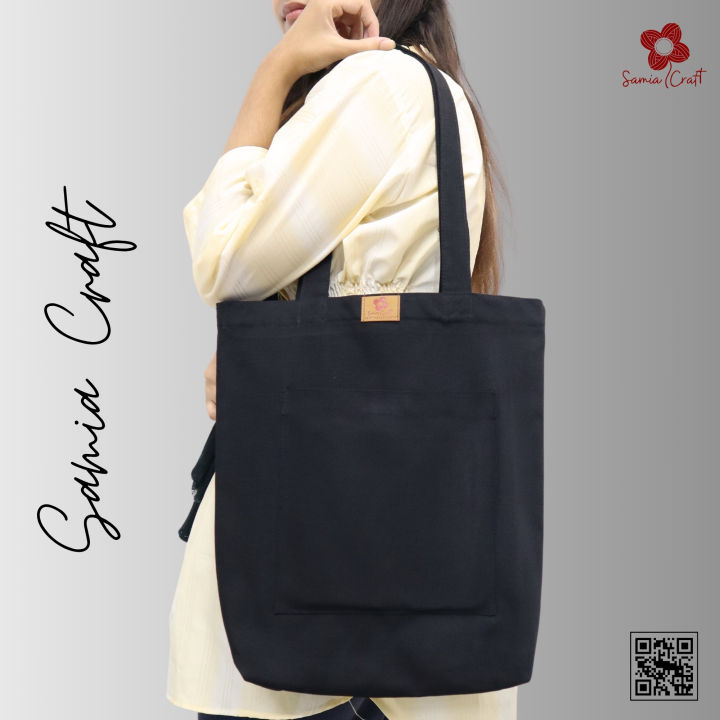 SamiaCrafts%20Canvas%20Tote%20Bag%20Exclusive%20Design%20with%20Outside%20Pocket%20Shopping%20Bag%20/College%20University%20Bag,%20Tote%20Bag%20with%20Zipper%20-%20Image%203