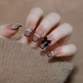 24pcs Artificial Nails Butterfly Rhinestones Full Cover Nail Tips Shiny Diy Nail Decorations Press On Nail Tips False Nail Patc.