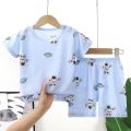 New Summer Children Home Clothing Pajamas Suit Cotton Cute Cartoon Thin Section Kids Boys Girls Sleepwear Two-piece Clothe Set. 