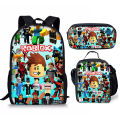 3D New Product Roblox Student School Bag, Lunch Bag, Pencil Case, Roblox Printed Backpack, Three-Piece Set, One Piece Dropshipping. 