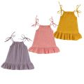 Summer Infant Baby Girl Dress Toddler Dress Muslin Cotton Sleeveless Ruffles Slip Dresses. 
