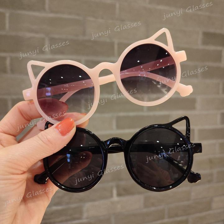 Children cat ears sunglasses fashion cute baby girls Round glasses Outdoor UV protection boys glasses beach Eyewear