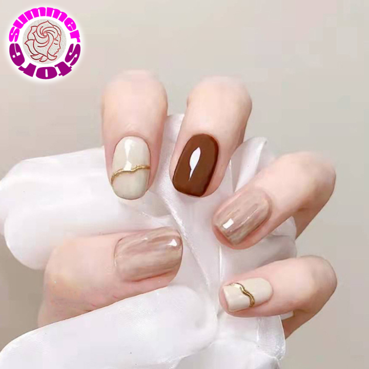 New Freh Wear Nail hort Fake Nail Nude Color Blooming Nail Tip Gentle Nail ticker Nail