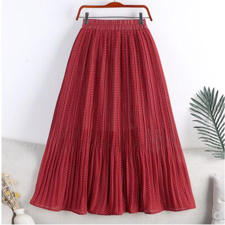 Spring Summer Skirt Women 2022 New Vintage Floral Print Chiffon Pleated Skirt Elastic High Waist Casual Midi Skirt Women Clothes